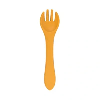 Image of Ochre Silicone Baby Weaning Fork By Tiny Dining