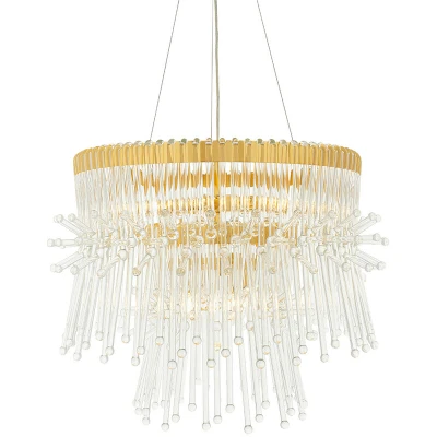 Image of Florence 9 Light Ceiling Pendant Polished Gold Plated Finish With Clear Glass