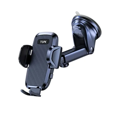 Image of TOPK Car Phone Holder, Holder for Cars Dashboard/Windscreen Adjustable 360 Rotation Upgraded Strong Suction Mount All 4.7 to 6.8 inch Smartphones