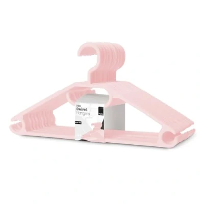 Image of KEPLIN Space Saving White Plastic Coat Hangers 20 Pack Heavy Duty Swivel Hook for Clothes, Coats, Dress, Shirt, Jacket, Trouser Non Slip With Rotating &amp; Tie Hanger Blush Pink