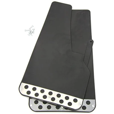Image of Streetwize Pair of Black Rally Style Mud Flaps Chrome Plated Sporty Design, Heavy Duty Guards