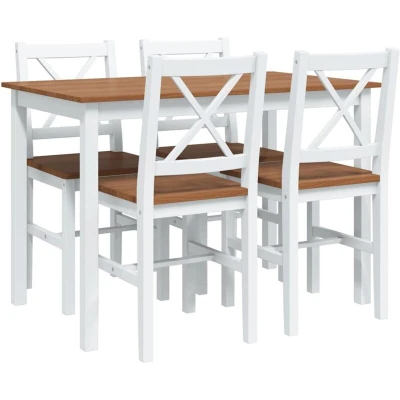Image of vidaXL 5 Piece Dining Set Brown and White