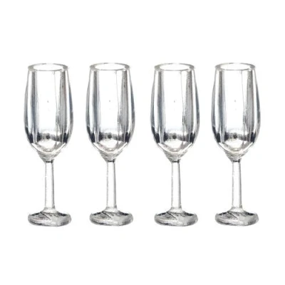 Image of Melody Jane Dolls House Champagne Flutes Prosecco Glasses Dining Room Pub Bar Accessory 1:12