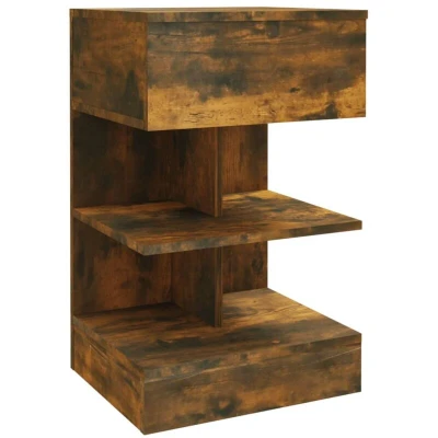 Image of vidaXL Bedside Cabinet Smoked Oak 40x35x65 cm Engineered Wood