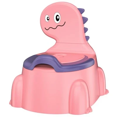 Image of Potty Training Toddler Toilet Seat, Potties for Children Infant Baby Chair with Splash Guard, Lid, Comfortable Backrest Portable Travel Ages 1 6 Boys and Girls, Pink
