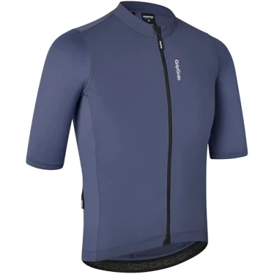 Image of GripGrab Ride Short Sleeve Cycling Jersey Summer MTB Road Gravel Bike Men&#039;s Cycle Full Zip UPF Bicycle Clothing Men Navy Blue