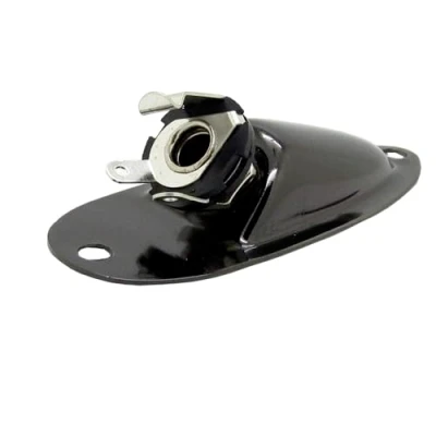 Image of Pxyelec Boat Style 1/4&quot; (6.35mm) Guitar Pickup Output Input Jack Plug Socket for FD Strat Guitar, Mono Electric Replacement Parts (Black)