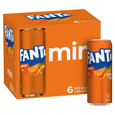 Image of Fanta Orange Soft Drink Mini Can Multipack 6 x 250 ml
