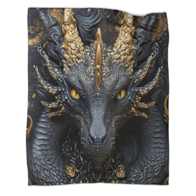 Image of 3D Chinese Dragon Printed Fleece Throw Blanket for Adult Children, Fluffy Bed Throws Ancient Animal Design Flannel Blanket,Soft Warm Microfiber Bedding Couch 50x60inch(127x152cm)