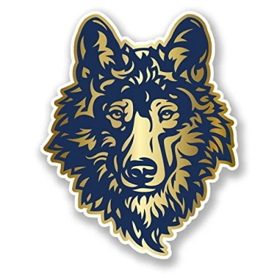 Image of 2 x 10cm Gold Husky Wolf Vinyl Sticker Laptop Tablet Car Bike Dog Animal #6481 (8cm Wide Tall)