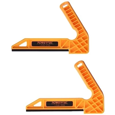 Image of POWERTEC 71338 Plastic L Push Stick Deluxe Shaped Woodworking Tools 2 Pack (Patent Pending)