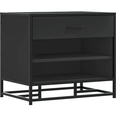 Image of vidaXL Shoe Bench Black 60x40x53.5 cm Engineered Wood and Metal