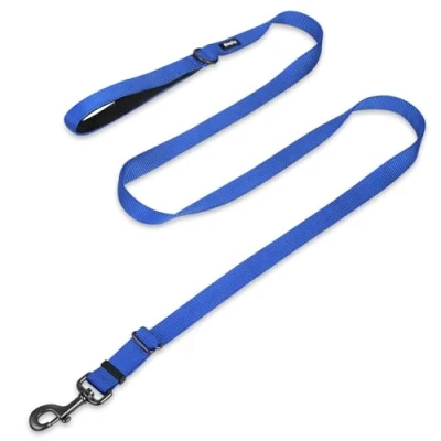 Image of Hyhug Pets Adjustable Length Lead with Traffic Nylon and Super Soft Neoprene lined Handle for Dogs Daily Use Walking, Professional Training. (Large, Royal Blue)