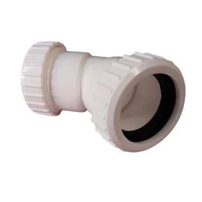 Image of Compression Waste Pipe 45 Degree Bend Elbow White 32mm Obstacle Pushfit (Pack of 2)