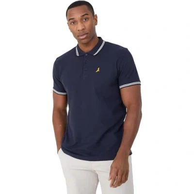 Image of BRAVE SOUL Mens Glover Polo T Shirt Cotton Short Sleeved, Navy Agito, M