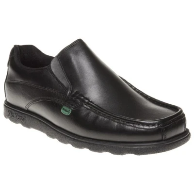 Image of Kickers Men&#039;s Fragma Slip On Moc Toe Comfortable Leather Shoes, Black, 10.5 UK