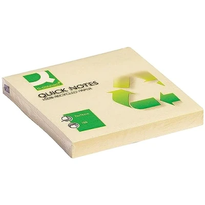 Image of Q Connect Quick Notes Recycled 76x76mm Yellow (Pack of 12) KF05609