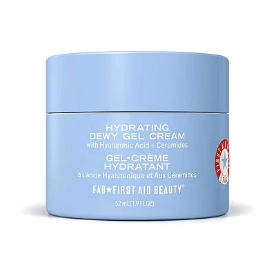 Image of First Aid Beauty Hydrating Dewy Gel Cream, Lightweight Oil Free Facial Moisturizer with Hyaluronic Acid and Ceramides, Helps Reduce Excess Build Up &amp; Improve Skins Hydration