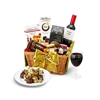 Image of Windermere Red Wine Hamper Luxury Gift Set with Gourmet Chocolates, Shortbread, Chilli Peanuts, Jam, Marmalade Food and Gifts for Birthdays Celebrations, from Regency Hampers
