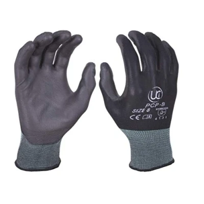 Image of 10 x PU Palm Coated Nylon Work Gloves Black 10/XL