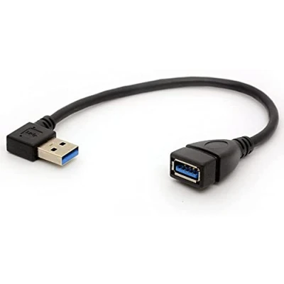 Image of USB 3.0 Extension Cable Left Angle 90 Degree Adapter Type A Male To Female High Speed Connection Super fast 5Gbps Data Transfer Sync lead (LEFT)