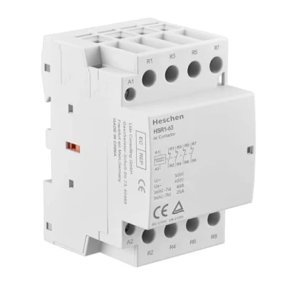 Image of Heschen Household AC Contactor, HSR1 63, 4 Pole Four Normally Closed, 220V/240V Coil Voltage, 35mm DIN Rail Mount