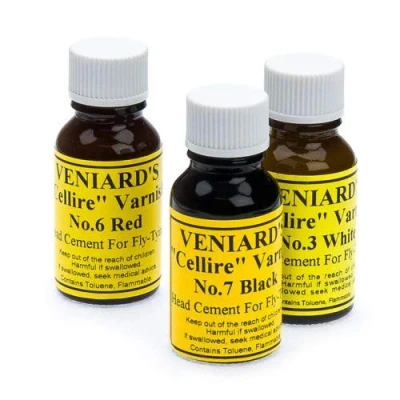 Image of Veniard fly tying Cellire Cement. A head cement, choice of colours, varnish (White)