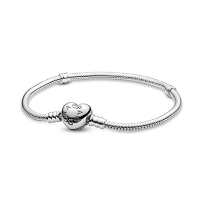Image of PANDORA 590719 Sterling Silver Heart Clasp Bracelet (8.3 inches)