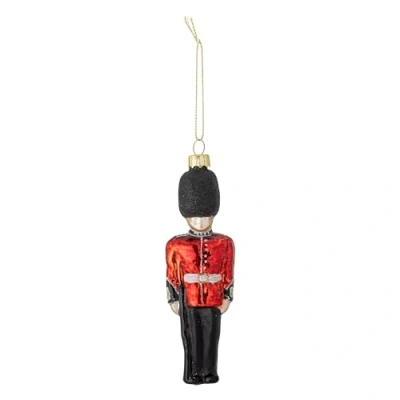 Image of Bloomingville Andri Collection Red and Black Glass Hanging Christmas Tree Ornament, H12xW4 cm, Unique Traditional Beefeater London Palace Guard Design Royal Decoration to make Extra Fun