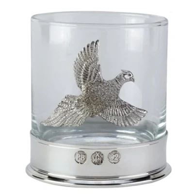 Image of Whisky Glass with a Pewter Pheasant in Presentation Box