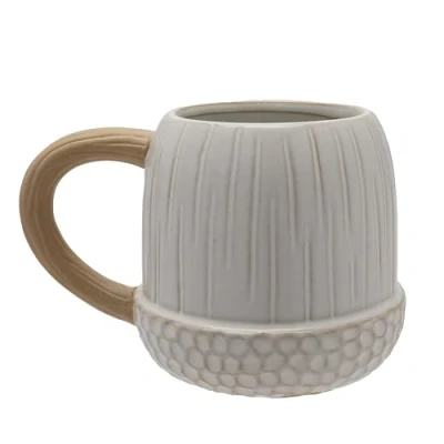Image of Widdop and Co Country Living White Glazed Ceramic Acorn Cup Mug for Tea &amp; Coffee. Home Decor Gifting Hosting, Dinner Parties Animal Nature Lovers 400ml / 14oz.