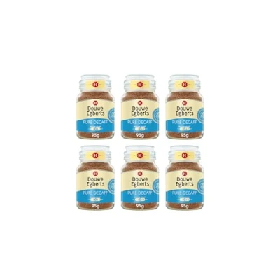 Image of Douwe Egberts Pure Decaff Medium Roast Instant Coffee 95g (Pack of 6 Jars, Total 570g)