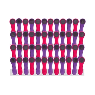 Image of 48 Clothes Pegs with Springs Made of Stainless Steel, Soft Grip, Touch, Purple, Pink