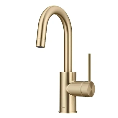 Image of KRAUS Oletto Single Handle Kitchen Bar Faucet with QuickDock Top Mount Installation Assembly in Spot Free Antique Champagne Bronze, KPF 2600SFACB