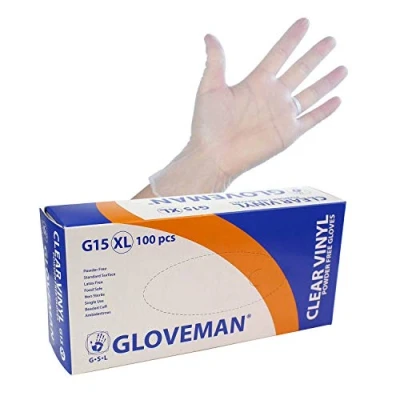 Image of GLOVEMAN Clear Vinyl Gloves (Box of 100) (Extra Large)