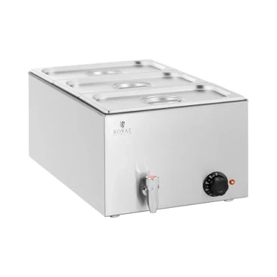 Image of Royal Catering Stainless Steel Bain Marie 600W 3 GN 1/3 Drain Tap Water Bath