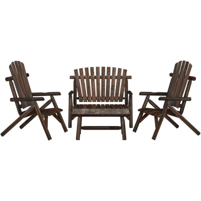 Image of vidaXL 4 Piece Garden Lounge Set Solid Wood Spruce