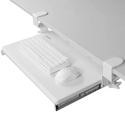 Image of VIVO Small Keyboard Tray, Under Desk Pull Out with Extra Sturdy C Clamp MOUNT System, 20 (26 Including Clamps) x 11 inch Slide Computer Platform Drawer, White, KB05ES W