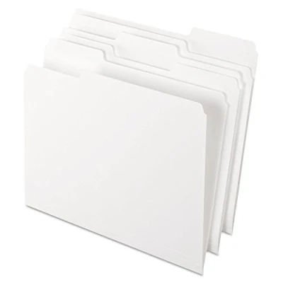 Image of Pendaflex Two Tone Color File Folders, Letter Size, White, 1/3 Cut, 100 per Box (152 WHI)