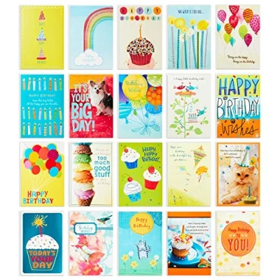 Image of Hallmark Birthday Card Assortment, 20 Cards with Envelopes (Refill Organiser Box)