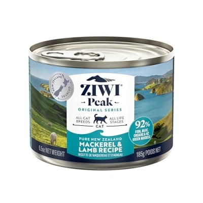 Image of ZIWI Peak Grain Free Cat Food Tins All Natural High Protein Pate New Zealand Mackerel &amp; Lamb Recipe 12 x 185g Multipack