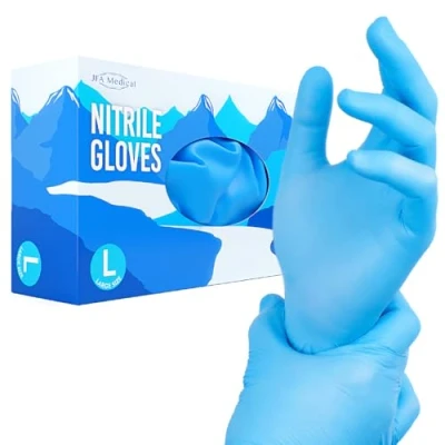 Image of JFA Medical Disposable Powder Free, Latex Food Grade, Prep Blue Nitrile Gloves Box of 100 (Large)
