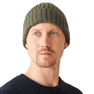 Image of CHARM Casualbox Mens Fisherman&#039;s Beanie 100% Cotton Womens Knit Cap Classic Design Simple Ribbed Slouch Hat Khaki(Size: One Size)
