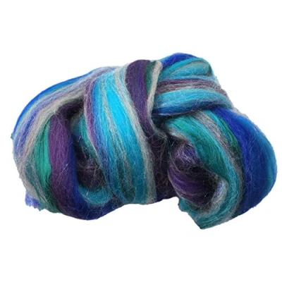 Image of Shimmer Sapphire Merino Wool/Silk/Trilobal Mix for Needle Felting, Wet Felting &amp; Spinning