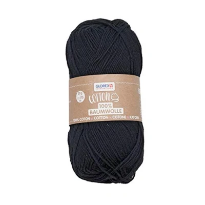 Image of Glorex 5 1004 17 Cotton 100% Versatile for Knitting, Crocheting and Crafts, 50 g, Approx. 170 m, black