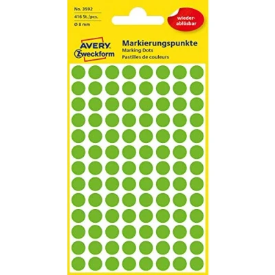 Image of Avery Zweckform Etikett 8 mm Marking Dots Green Removable Wall Stickers 416ST