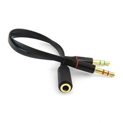 Image of iXium® 3.5mm Female to 2 Male Headphone Headset Microphone Y Splitter Audio Adapter Cable for PC Laptop Black