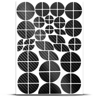 Image of Biomar Labs 86 Piece Emblem Corner Stickers, Compatible with BMW Sticker, Self Adhesive Car Waterproof, Motorcycle Accessories, Carbon Foil Black D 57K