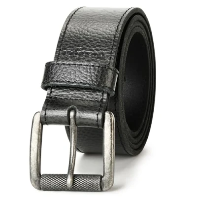 Image of Wrangler Men&#039;s Pebble Leather Belt, 38mm Roller Buckle Casual Everyday Belt for Jeans, Gift Men, Black, 34 (waist 31 32)