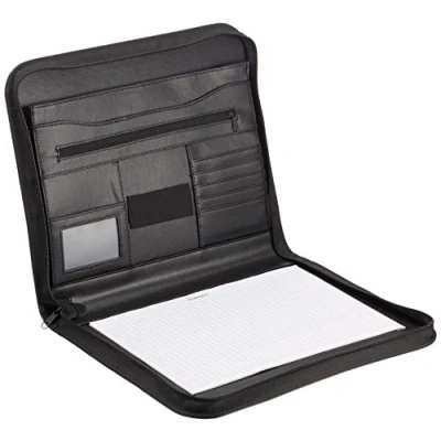 Image of Alassio Vernazza 30142 Writing Case in DIN A4 Format, Business Folder Made of Imitation Leather, Document Black, Expanding File Approx. 36 x 29 5 cm, with Compartment Pocket